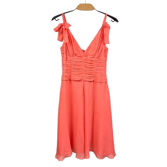 Sandra Angelozzi Coral Silk Midi Dress Size 36/S - Picture 2 of 8